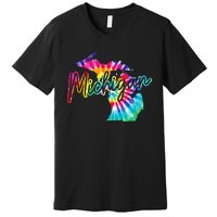 Michigan Tie Dye State Map Pride Hippie Vintage Retro Premium T-Shirt