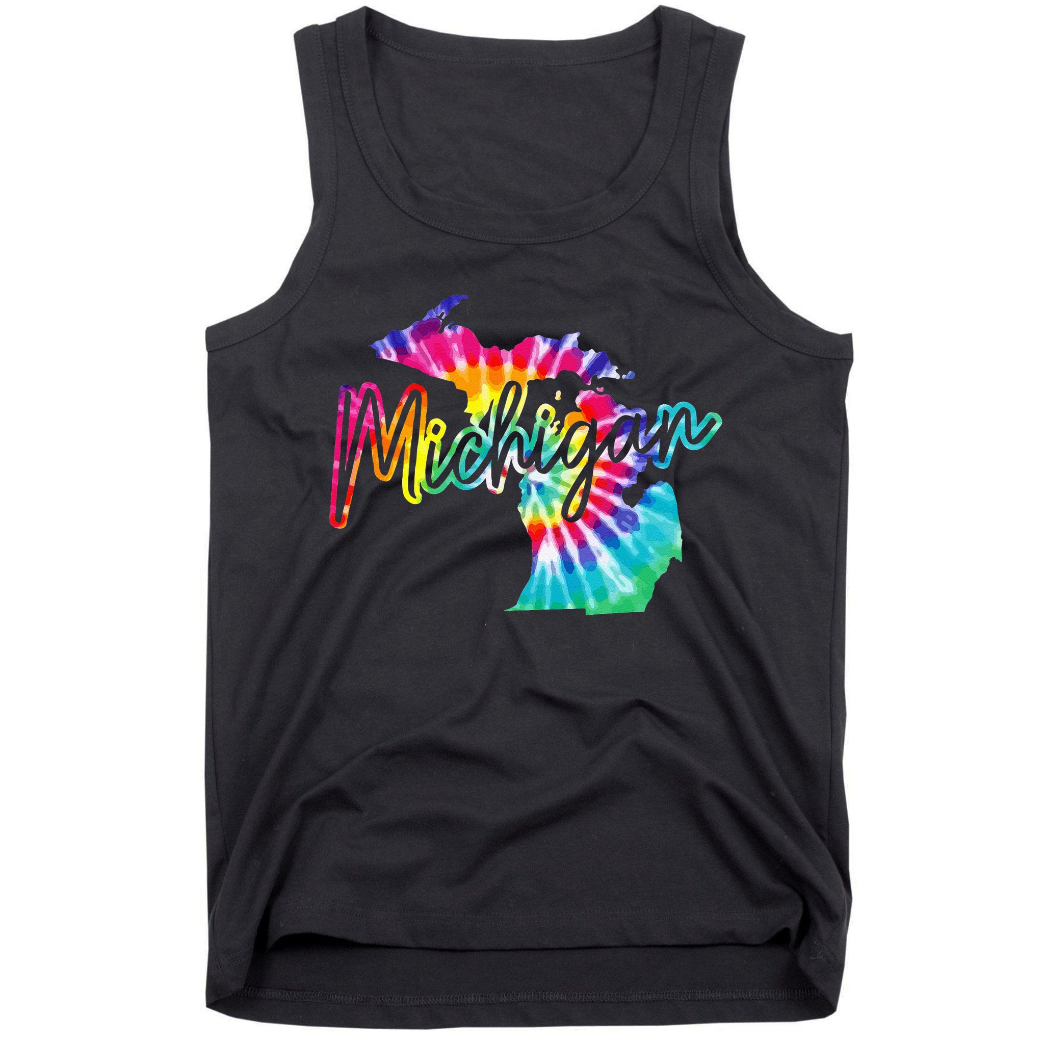 Michigan Tie Dye State Map Pride Hippie Vintage Retro Tank Top