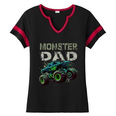 Monster Truck Dad Family Matching Monster Truck Lovers Ladies Halftime Notch Neck Tee