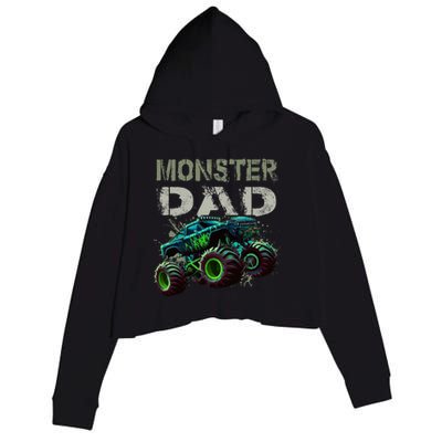 Monster Truck Dad Family Matching Monster Truck Lovers Crop Fleece Hoodie