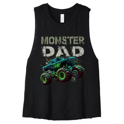 Monster Truck Dad Family Matching Monster Truck Lovers Women's Racerback Cropped Tank