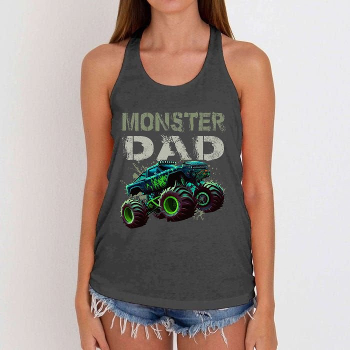 Monster Truck Dad Family Matching Monster Truck Lovers Women's Knotted Racerback Tank