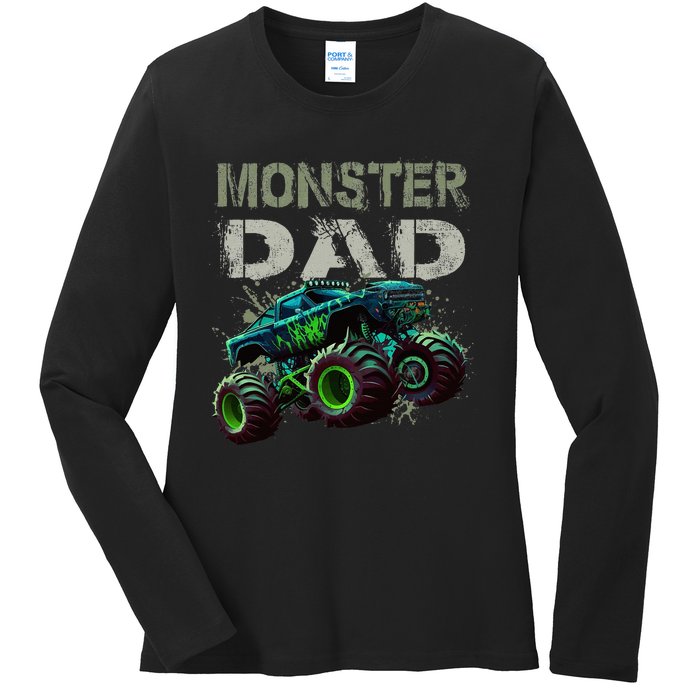 Monster Truck Dad Family Matching Monster Truck Lovers Ladies Long Sleeve Shirt