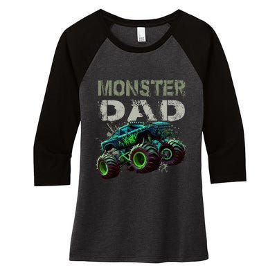 Monster Truck Dad Family Matching Monster Truck Lovers Women's Tri-Blend 3/4-Sleeve Raglan Shirt