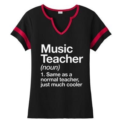 Music Teacher Definition Funny Back To School First Day Ladies Halftime Notch Neck Tee