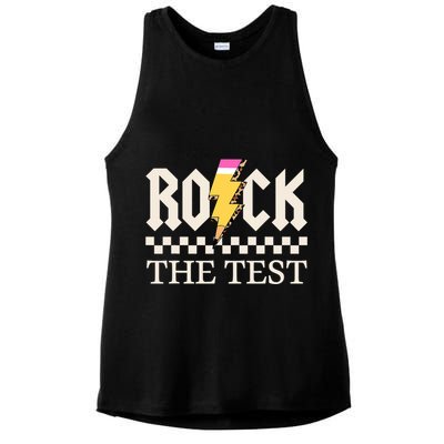 Motivational Testing Day For Teacher Student Rock The Test  Ladies PosiCharge Tri-Blend Wicking Tank