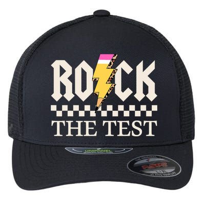 Motivational Testing Day For Teacher Student Rock The Test  Flexfit Unipanel Trucker Cap