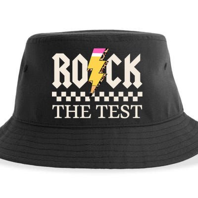 Motivational Testing Day For Teacher Student Rock The Test  Sustainable Bucket Hat