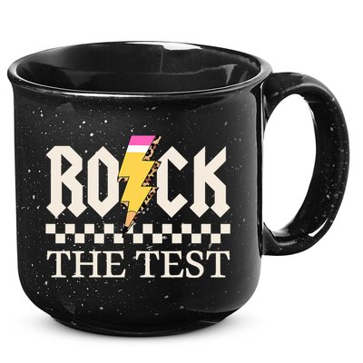 Motivational Testing Day For Teacher Student Rock The Test  15oz Campfire Ceramic Mug