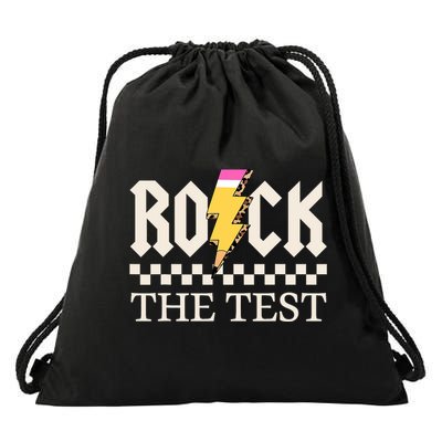 Motivational Testing Day For Teacher Student Rock The Test  Drawstring Bag