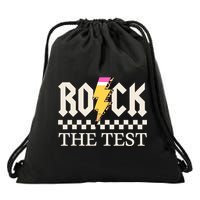 Motivational Testing Day For Teacher Student Rock The Test  Drawstring Bag