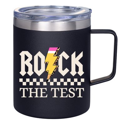 Motivational Testing Day For Teacher Student Rock The Test  12oz Stainless Steel Coffee Mug