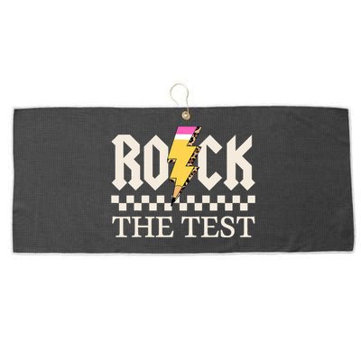 Motivational Testing Day For Teacher Student Rock The Test  Large Microfiber Waffle Golf Towel
