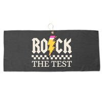 Motivational Testing Day For Teacher Student Rock The Test  Large Microfiber Waffle Golf Towel