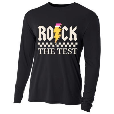 Motivational Testing Day For Teacher Student Rock The Test  Cooling Performance Long Sleeve Crew