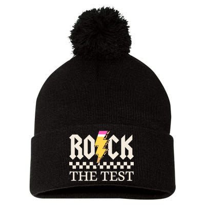 Motivational Testing Day For Teacher Student Rock The Test  Pom Pom 12in Knit Beanie