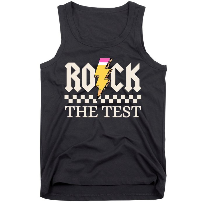 Motivational Testing Day For Teacher Student Rock The Test  Tank Top