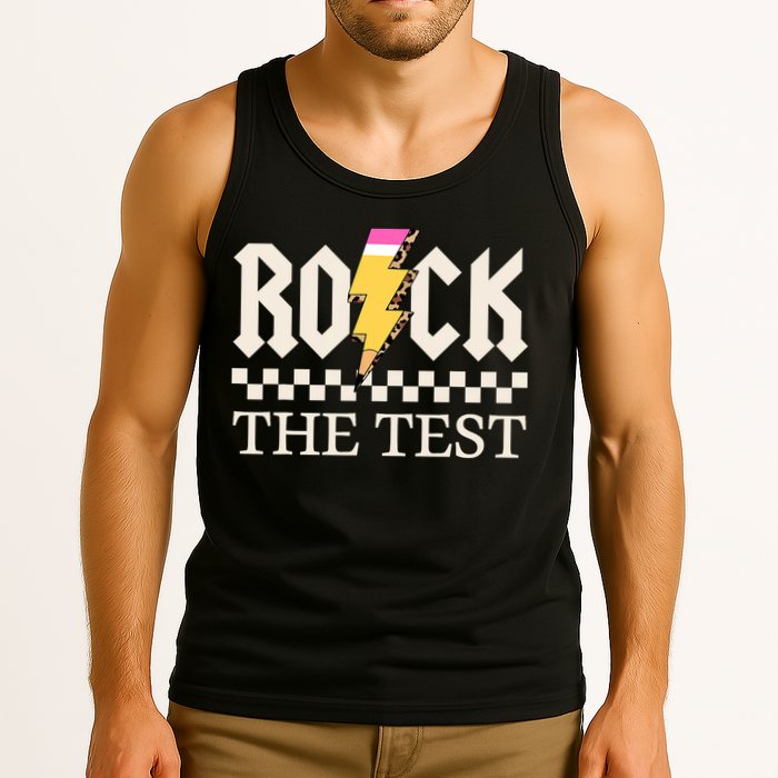 Motivational Testing Day For Teacher Student Rock The Test  Tank Top