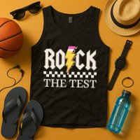Motivational Testing Day For Teacher Student Rock The Test  Tank Top