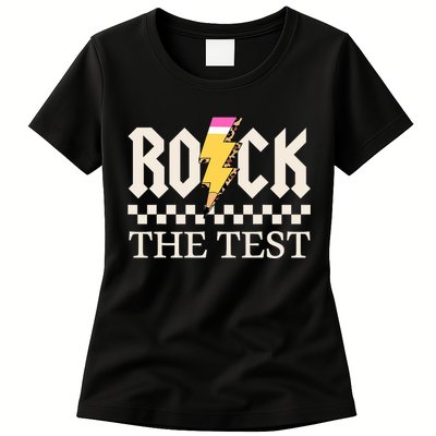 Motivational Testing Day For Teacher Student Rock The Test  Womens T-Shirt