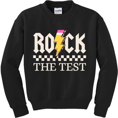 Motivational Testing Day For Teacher Student Rock The Test  Kids Sweatshirt
