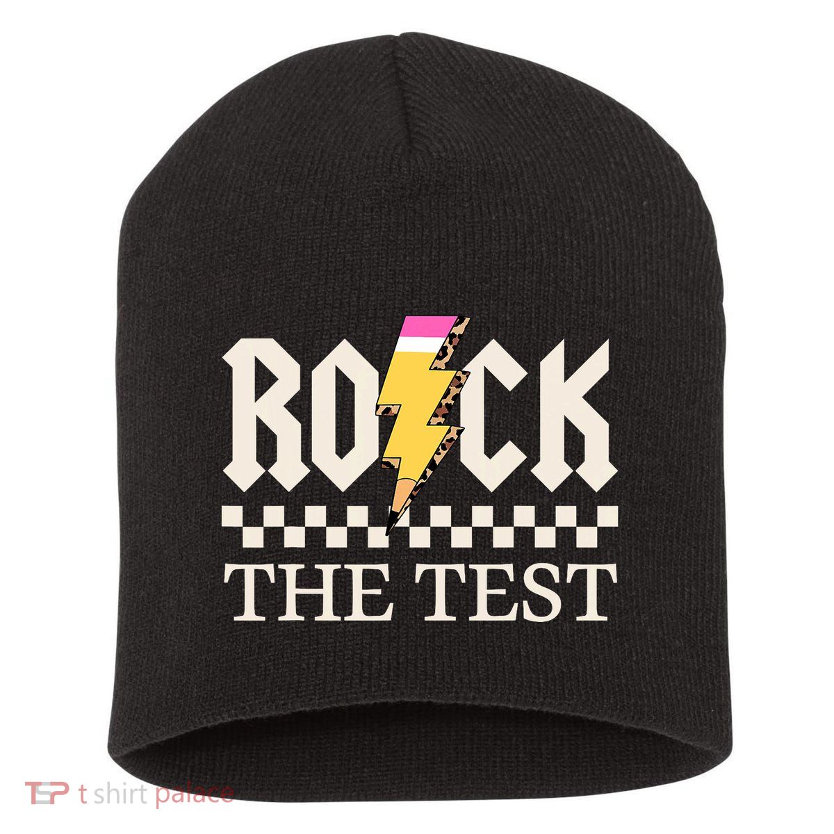 Motivational Testing Day For Teacher Student Rock The Test  Short Acrylic Beanie