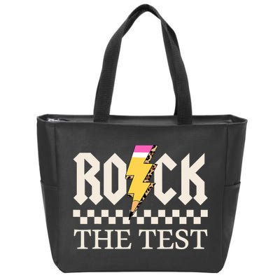 Motivational Testing Day For Teacher Student Rock The Test  Zip Tote Bag