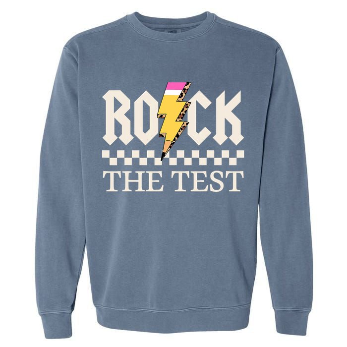 Motivational Testing Day For Teacher Student Rock The Test  Garment-Dyed Sweatshirt