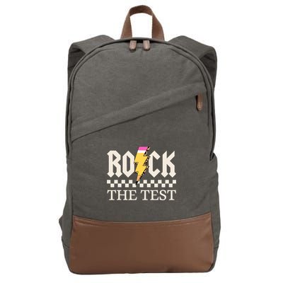 Motivational Testing Day For Teacher Student Rock The Test  Cotton Canvas Backpack