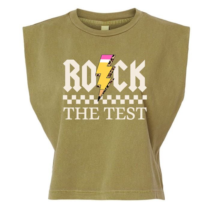 Motivational Testing Day For Teacher Student Rock The Test  Garment-Dyed Women's Muscle Tee
