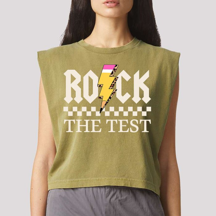 Motivational Testing Day For Teacher Student Rock The Test  Garment-Dyed Women's Muscle Tee