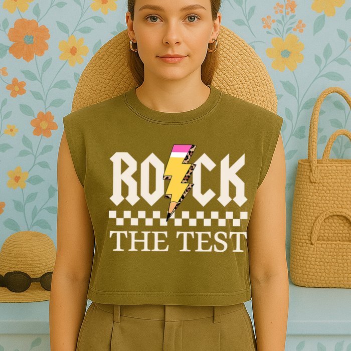 Motivational Testing Day For Teacher Student Rock The Test  Garment-Dyed Women's Muscle Tee