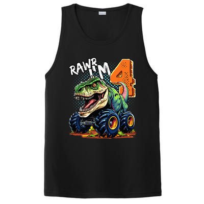 Monster Truck Dinosaur T Rex 4th Birthday Boy 4 Year Old PosiCharge Competitor Tank