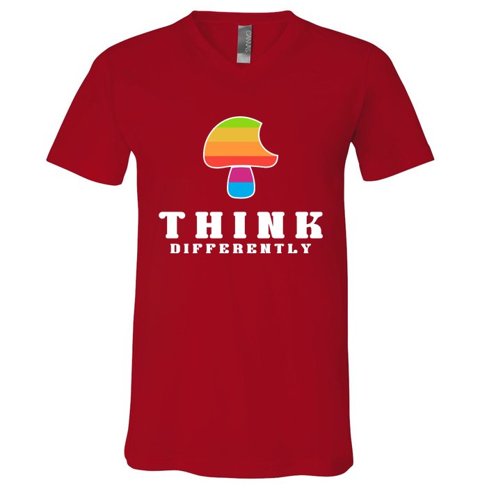 Mushroom Think Different V-Neck T-Shirt