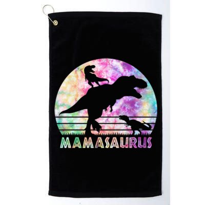 Mamasaurus Tie Dye Sunset Funny Dinosaur Mother Of 2 Gift Platinum Collection Golf Towel