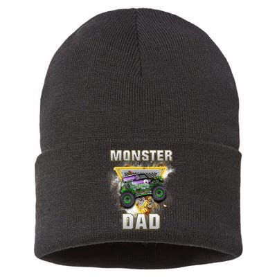 Monster Truck Dad Monster Truck Are My Jam Truck Lovers Sustainable Knit Beanie