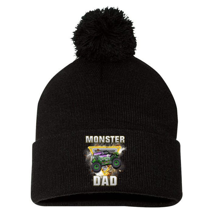 Monster Truck Dad Monster Truck Are My Jam Truck Lovers Pom Pom 12in Knit Beanie