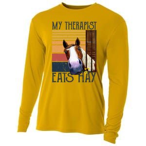 My Therapist Eats Hay Funny Horse Lover Horse Riders Cooling Performance Long Sleeve Crew