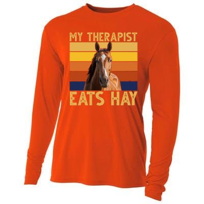 My Therapist Eats Hay Funny Horse Lover Cooling Performance Long Sleeve Crew