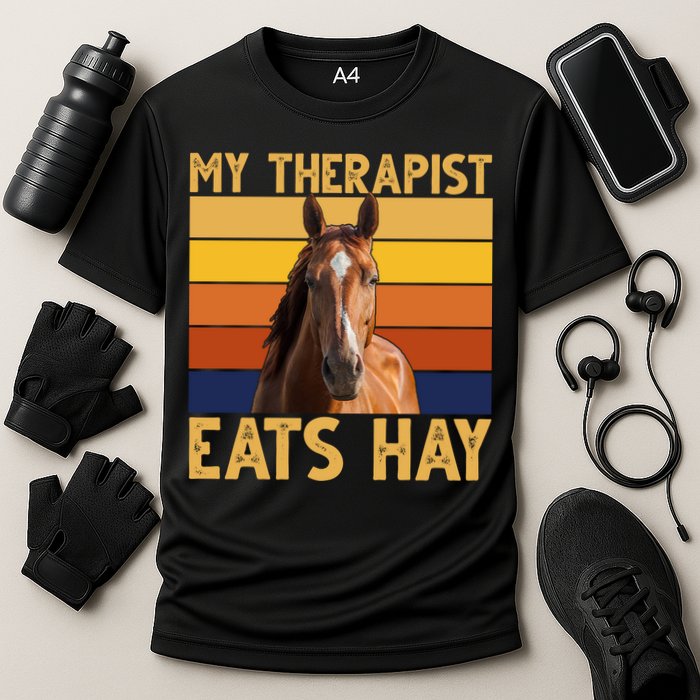 My Therapist Eats Hay Funny Horse Lover Cooling Performance Crew T-Shirt