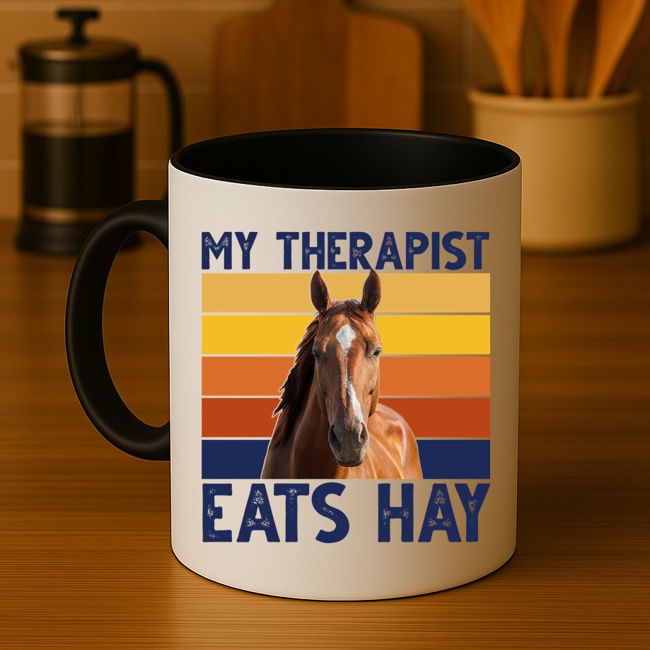 My Therapist Eats Hay Funny Horse Lover Mug