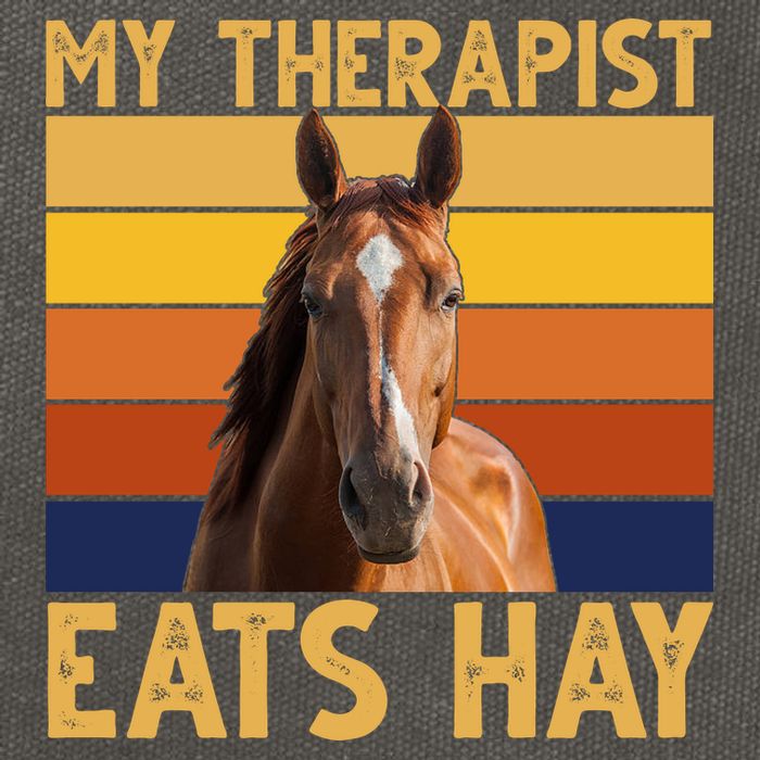 My Therapist Eats Hay Funny Horse Lover Cotton Canvas Backpack