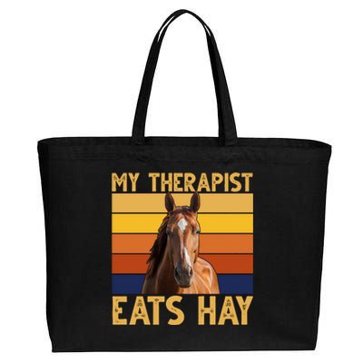 My Therapist Eats Hay Funny Horse Lover Cotton Canvas Jumbo Tote