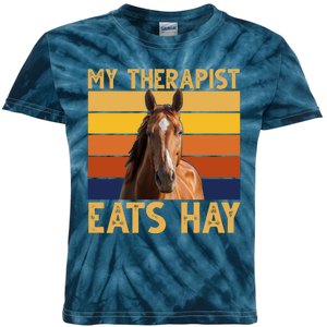 My Therapist Eats Hay Funny Horse Lover Kids Tie-Dye T-Shirt