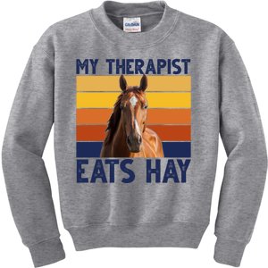 My Therapist Eats Hay Funny Horse Lover Kids Sweatshirt