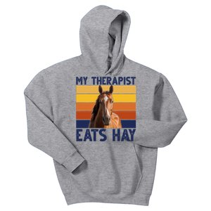 My Therapist Eats Hay Funny Horse Lover Kids Hoodie