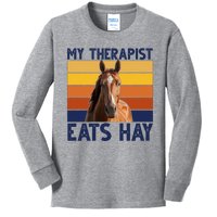 My Therapist Eats Hay Funny Horse Lover Kids Long Sleeve Shirt