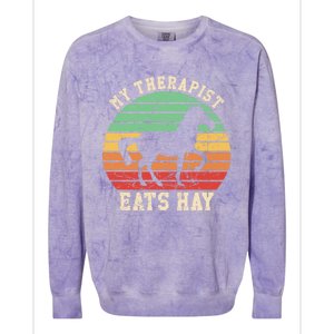 My Therapist Eats Hay Funny Horseback Riding Retro Gift Colorblast Crewneck Sweatshirt