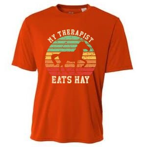 My Therapist Eats Hay Funny Horseback Riding Retro Gift Cooling Performance Crew T-Shirt