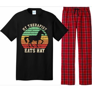 My Therapist Eats Hay Funny Horseback Riding Retro Gift Pajama Set